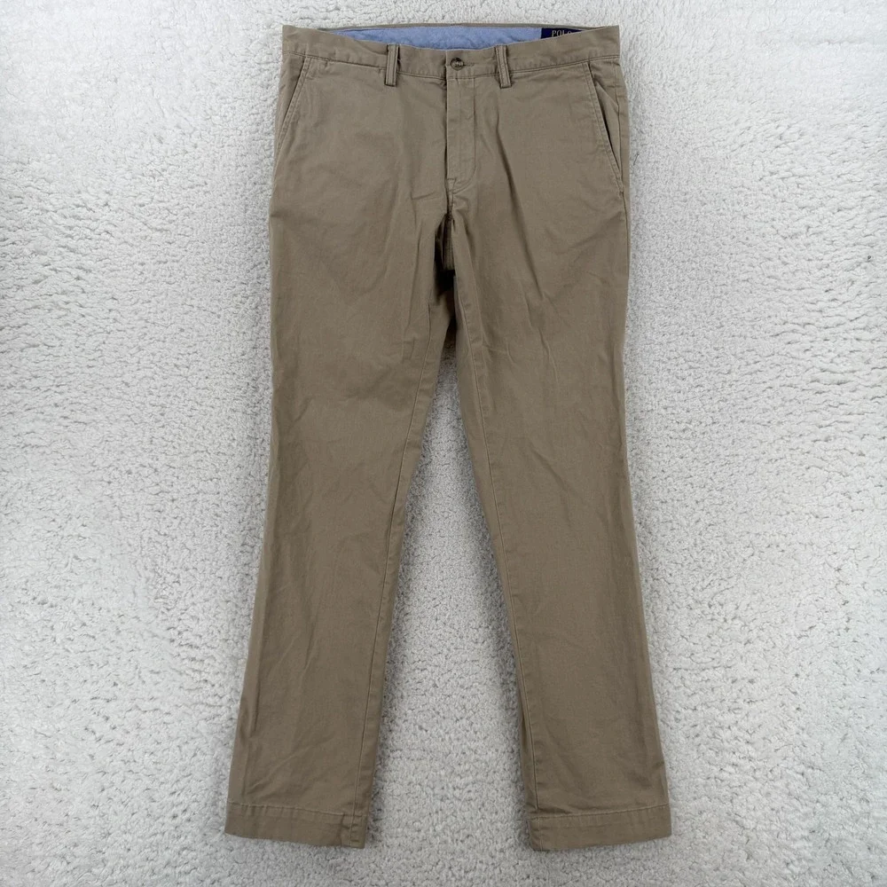 Polo Ralph Lauren Chino Pants Mens 33x32 Beige Regular Fit Stretch Straight
